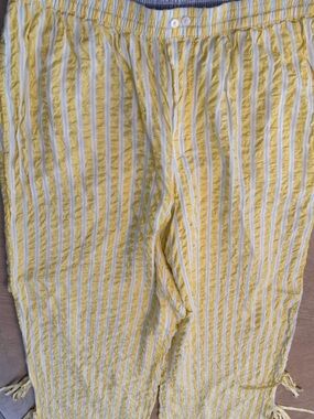 cottagecore Summer beachy coconut girl AEO yellow white seersucker stripe pants